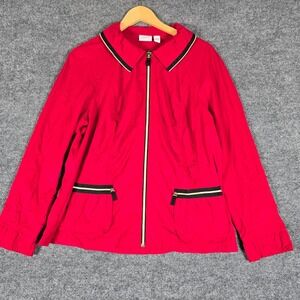 Zenergy by Chico's Red Zip Up Collared Jacket Women's Size 2
